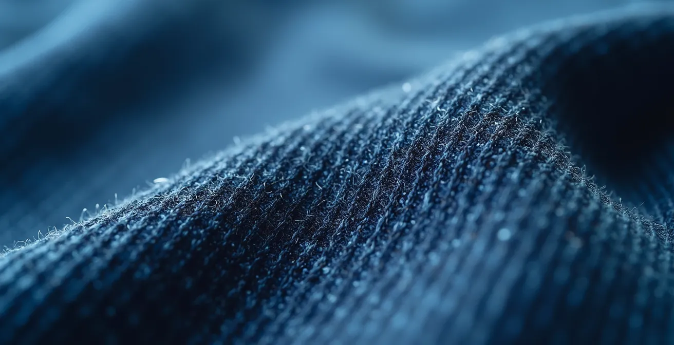 Makroaufnahme von innovativem Stretch-Denim ohne Elasthan
