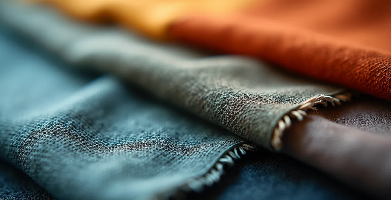 Makroaufnahme von Stoffetiketten ohne lesbare Texte