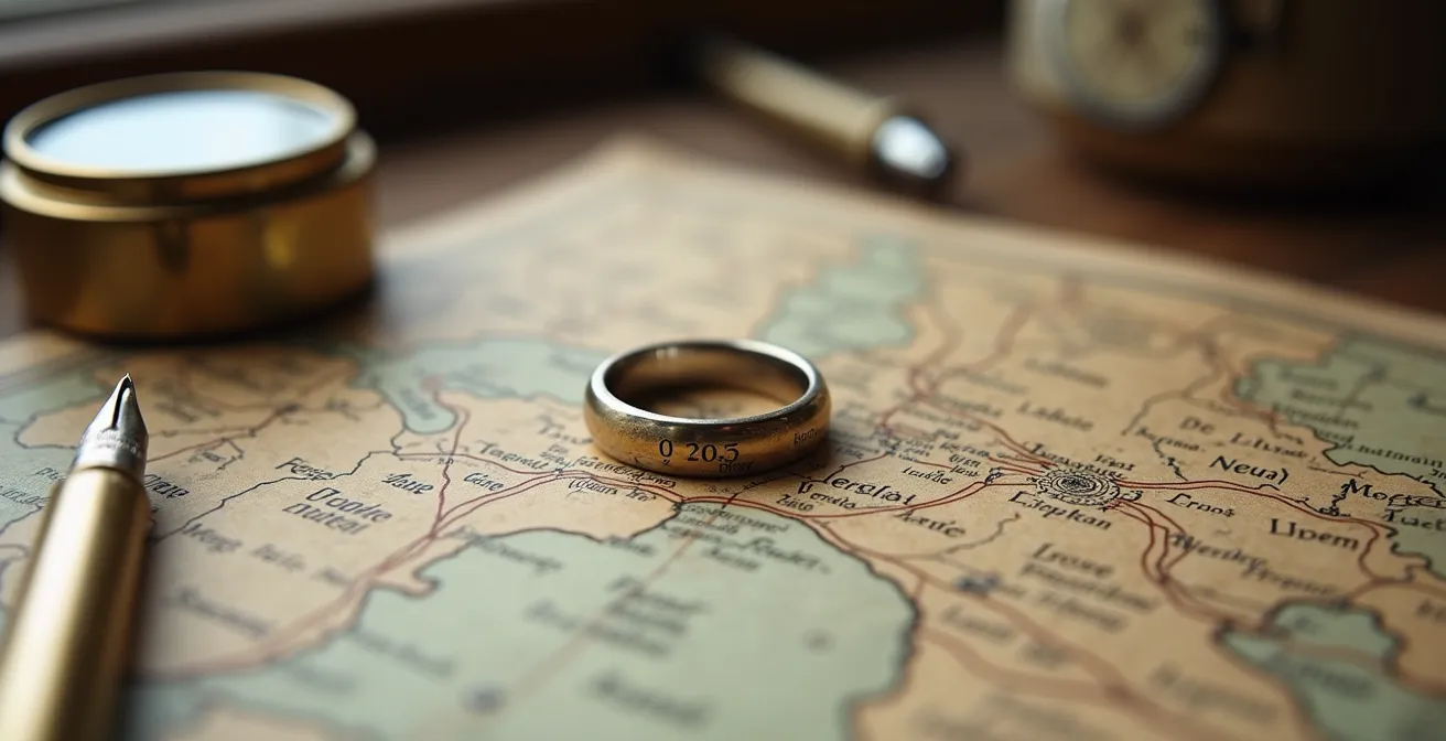 Minimalistische Gravur mit Koordinaten auf einem eleganten Ring