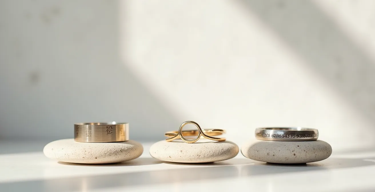 Verschiedene moderne Gravurmöglichkeiten auf Schmuckstücken