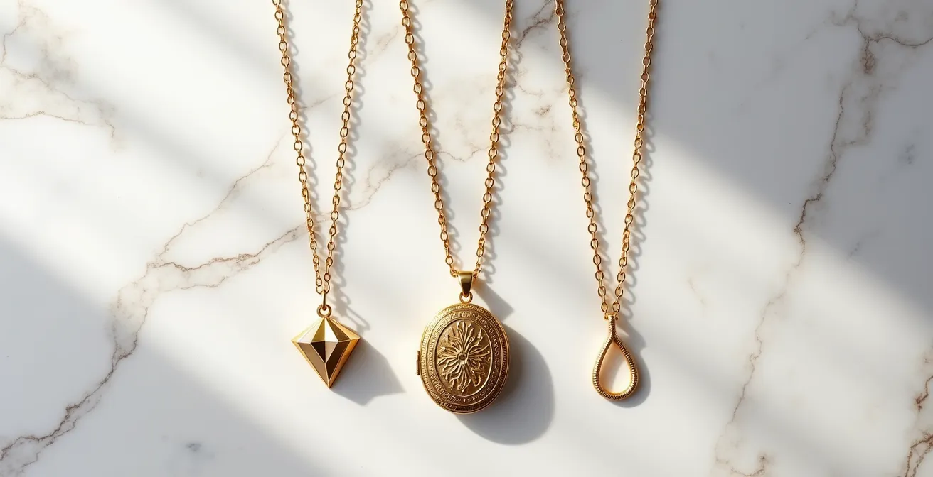 Moderne Schmuckkombination mit Erbstück und zeitgenössischem Design auf einer Marmoroberfläche.