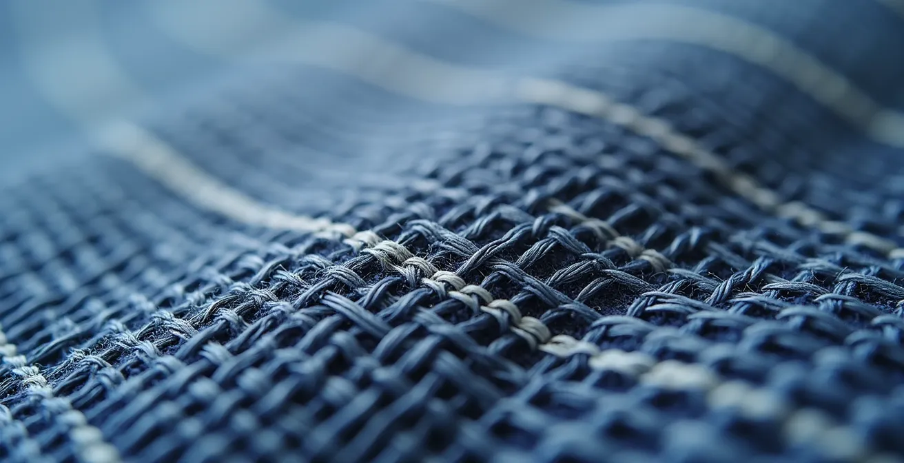 Makroaufnahme hochwertiger Baumwollstoff-Struktur mit sichtbarer Webdichte