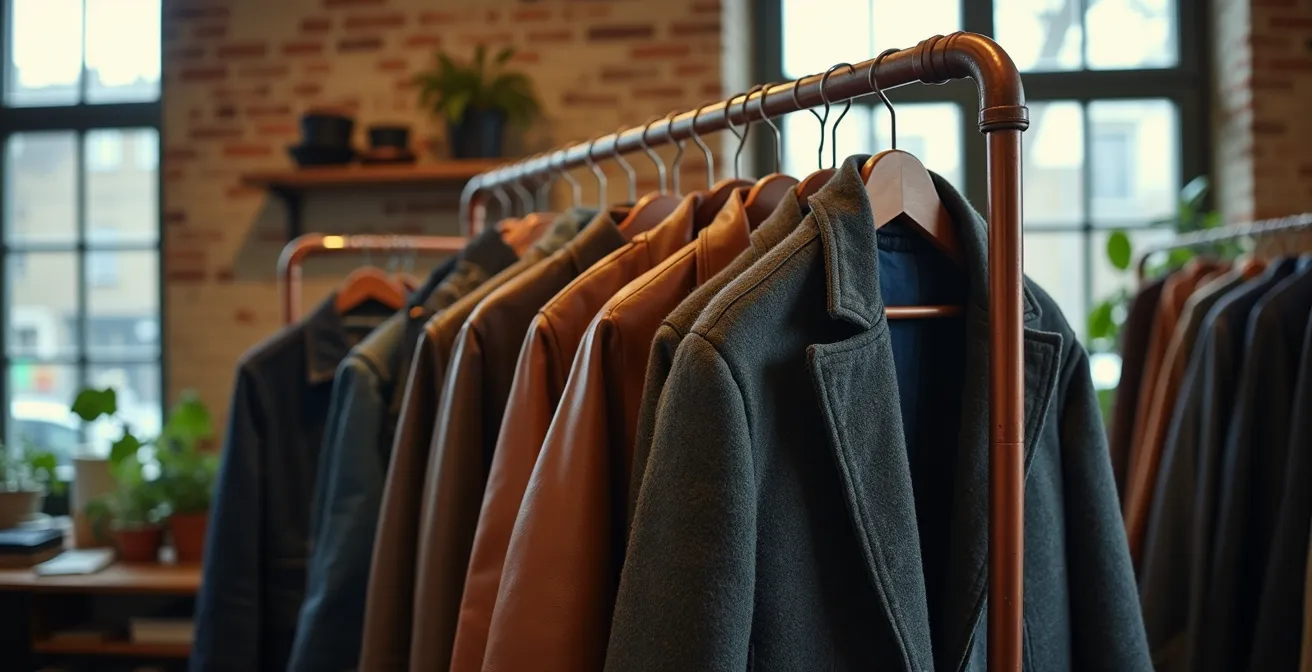 Stilvolle Auswahl von Second-Hand-Kleidung in einem deutschen Vintage-Laden