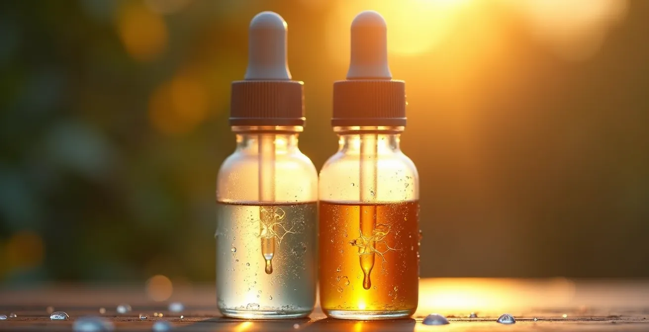 Makroaufnahme der Farbveränderung bei Vitamin-C-Oxidation