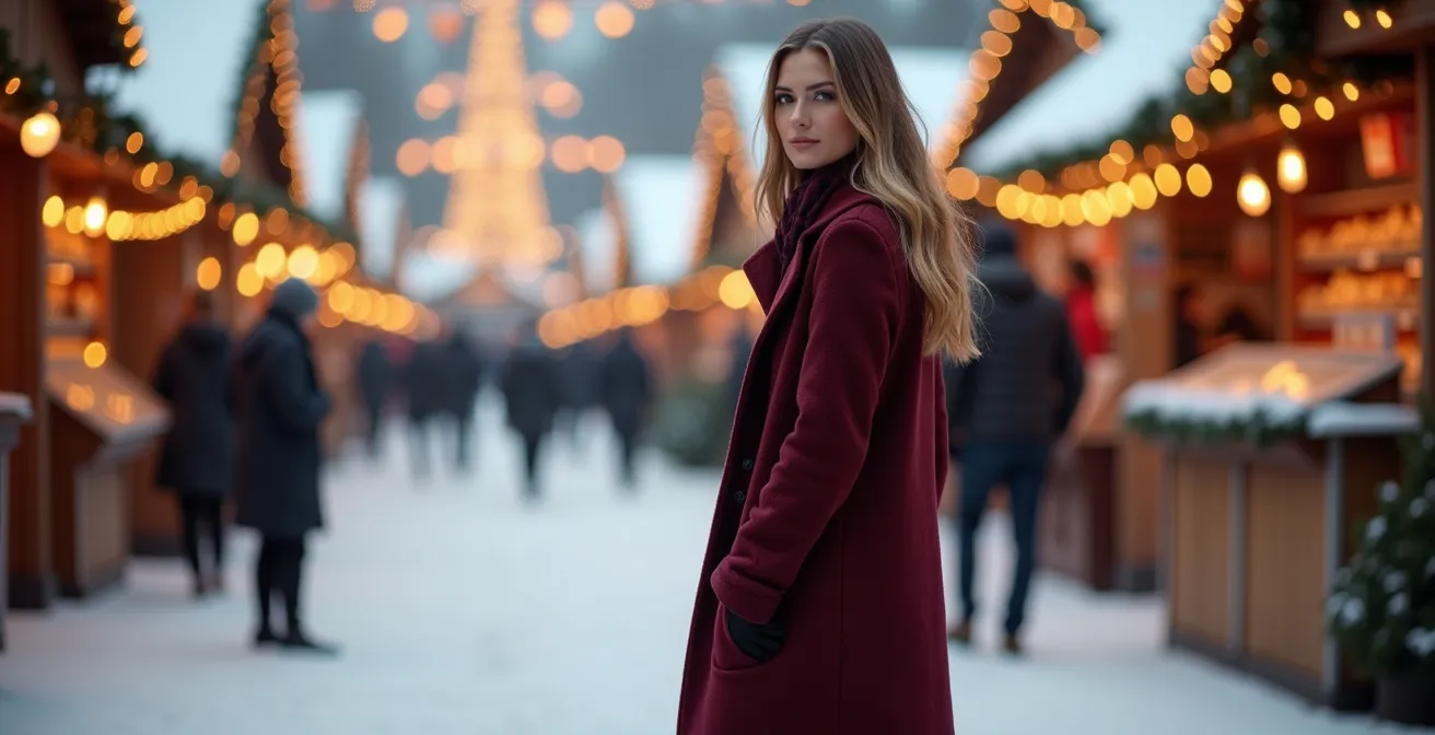 Winterliches A-Linien-Kleid Styling mit Strumpfhose und Stiefeln